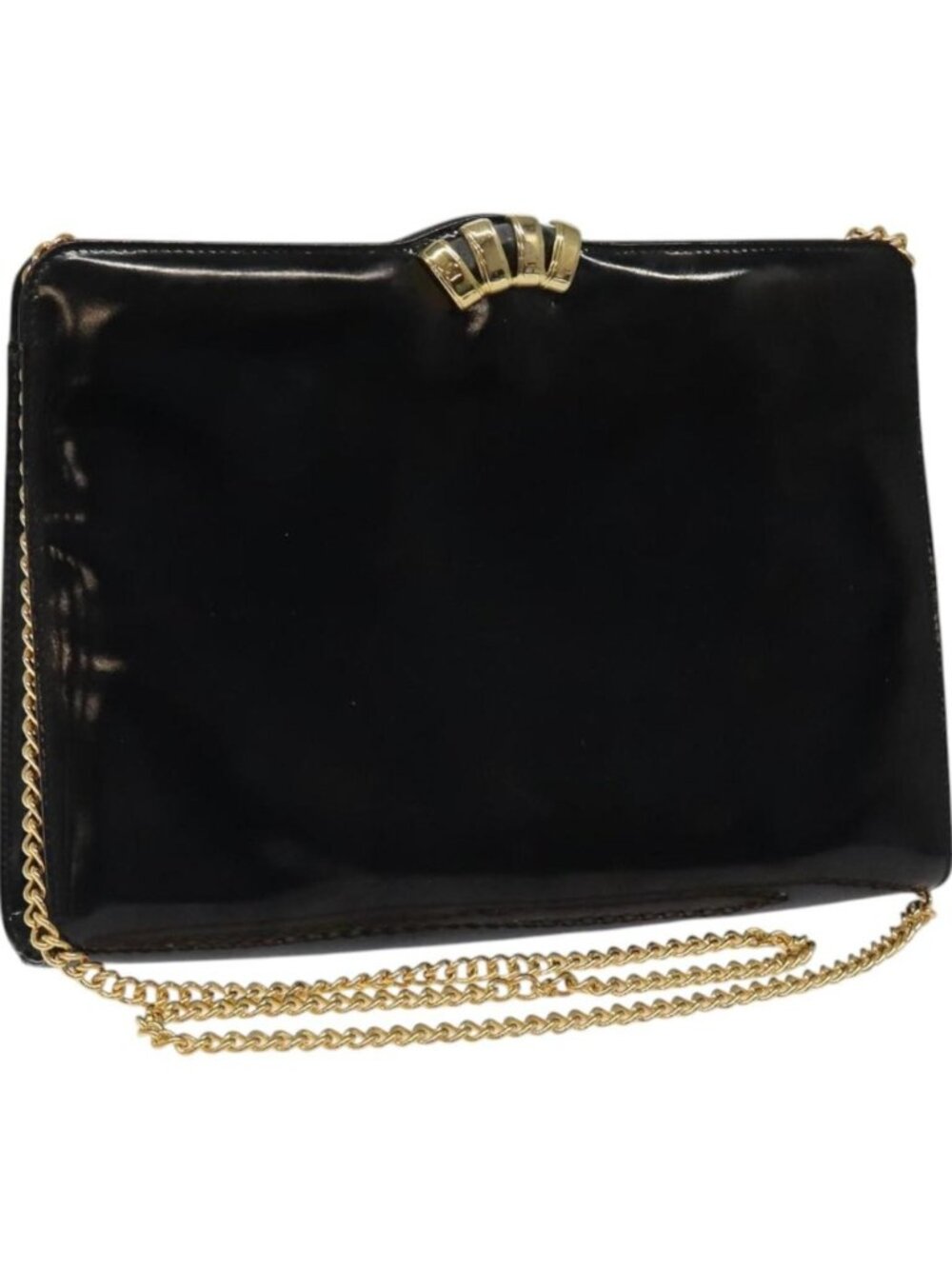 Salvatore Ferragamo Clutch Bag Enamel 2way Black CC